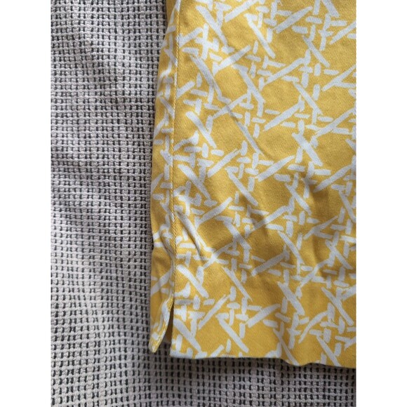 Liz & Co Women's 12 Cropped Ankle Capri Pants Yellow White Print High Waisted - Picture 7 of 8